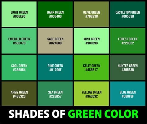 134 Shades of Green: Color Names, Hex, RGB, .